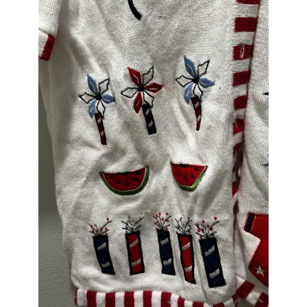 Quacker Factory Vtg , USA, America, 4th of July, Quarter Sleeve Sweater Knit Top - Picture 9 of 9